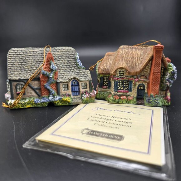 Thomas Kinkades Candlelight Cottages Lighted Ornament Collection JE3834 - Picture 2 of 14